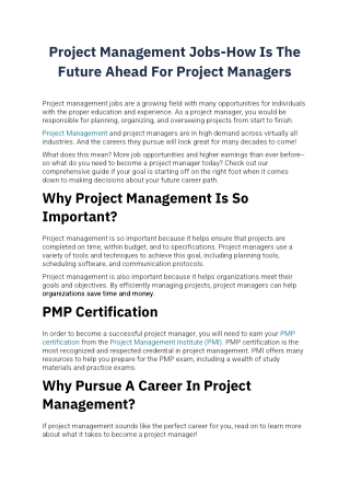 Project Management Jobs