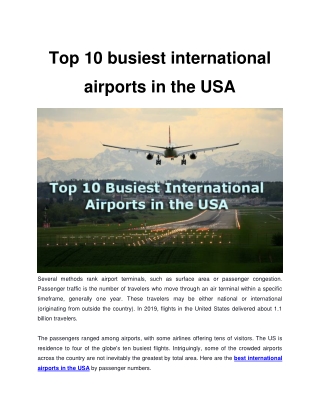 Top 10 busiest international airports in the USA