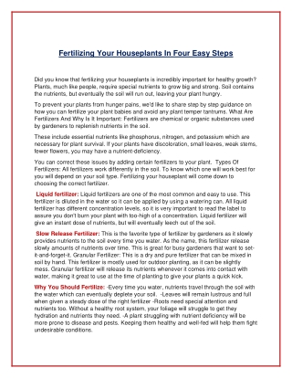 Fertilizing Your Houseplants In Four Easy Steps