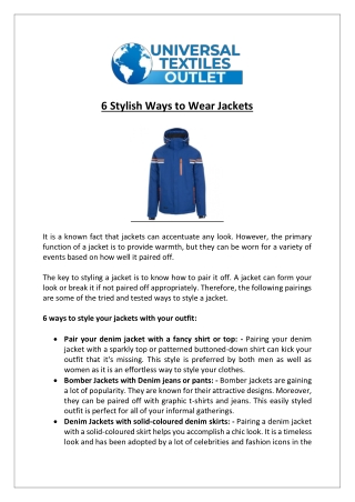 6 Stylish Ways to Wear Jackets