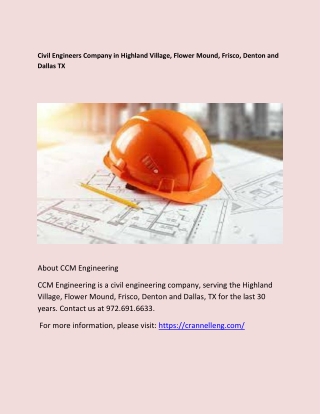 Civil Engineers Company in Highland Village, Flower Mound, Frisco, Denton and Dallas TX
