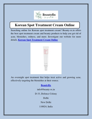 Korean Spot Treatment Cream Online  Beauty-rx.in