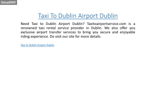 Taxi To Dublin Airport Dublin  Taxitoairportservice.com