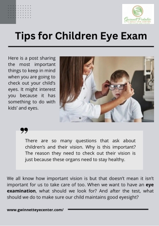 Tips for Children Eye Exam