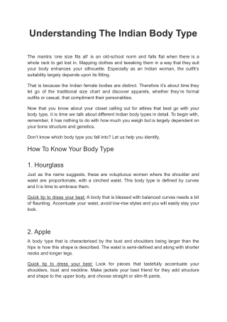 Understanding The Indian Body Type - Not-So-Pink