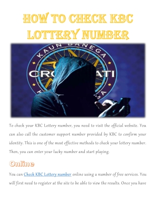 How to Check KBC Lottery Number