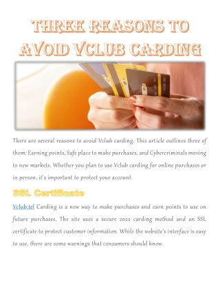 Three Reasons to Avoid Vclub Carding