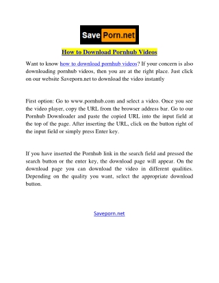 How to Download Pornhub Videos  Saveporn.net