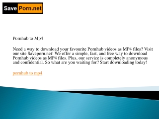 Pornhub to Mp4  Saveporn.net