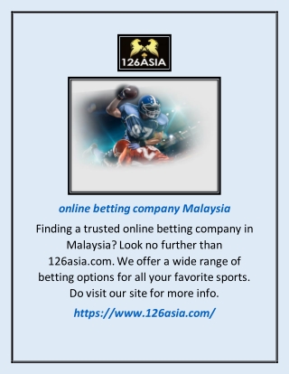 Online Betting Company Malaysia | 126asia.com