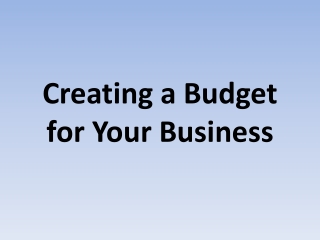 Creating a Budget for Your Business