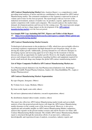 API Contract Manufacturing Market