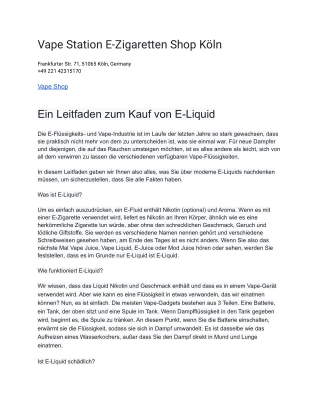 Vape Station E-Zigaretten Shop Köln