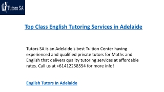 Top Class English Tutoring Services in Adelaide