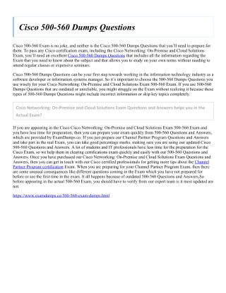 Cisco 500-560 Dumps Questions