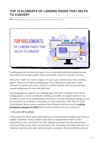 TOP 10 ELEMENTS OF LANDING PAGES THAT HELPS TO CONVERT