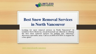 Best Snow Removal Services in North Vancouver