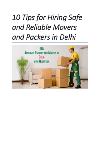 10 Tips for Hiring Safe and Reliable Movers and Packers in Delhi