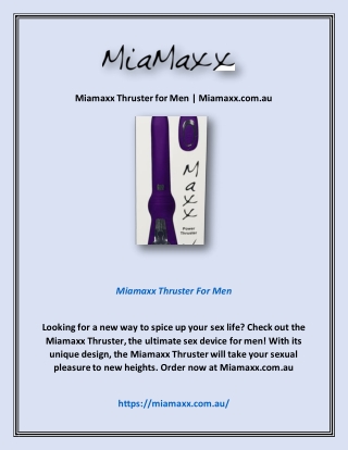 Miamaxx Thruster for Men | Miamaxx.com.au