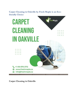 Carpet Cleaning in Oakville by Fresh Maple is an Eco-friendly Choice