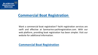 Commercial Boat Registration   Sanmarino-yachtregistration.com