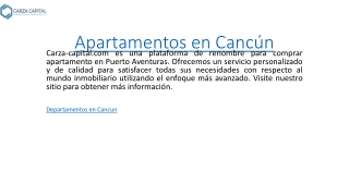 Apartamentos en Cancún  Carza-capital.com