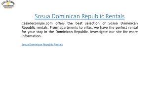 Sosua Dominican Republic Rentals  Casadecompai.com