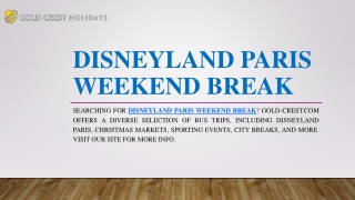 Disneyland Paris Weekend Break | Gold-crest.com