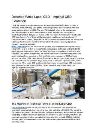 Describe White Label CBD | Imperial CBD Extraction