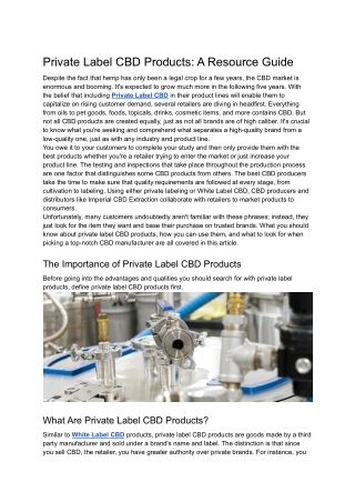 Private Label CBD Products: A Resource Guide