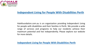 Independent Living for People With Disabilities Perth    Halefoundation.com.au