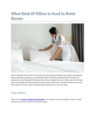 What Kind Of Pillow Is Used In Hotel Rooms(14-11-2022)