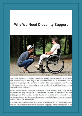 Why We Need Disability Support