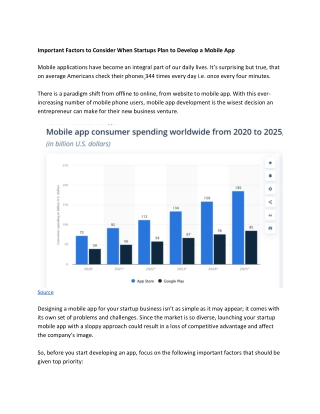 Important Factors to Consider When Startups Plan to Develop a Mobile App