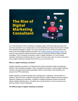 The Rise of Digital Marketing Consultant