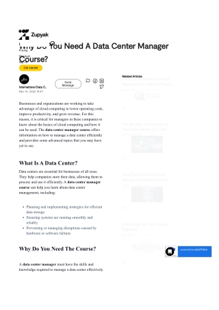 Why Do You Need A Data Center Manager Course?