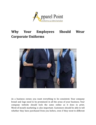 Why Your Employees Should Wear Corporate Uniforms