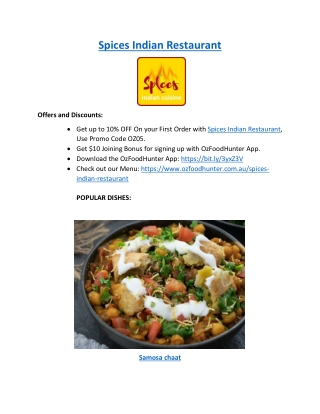 Up to 10% Offer Spices Indian Restaurant - Order Now