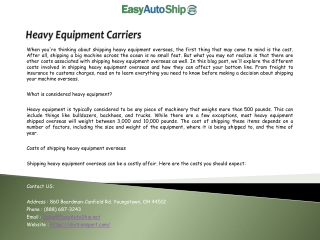 Heavy Equipment Carriers