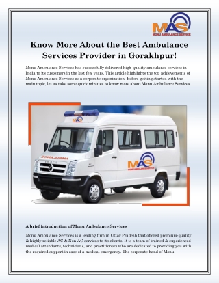 Top Ambulance Services in Gorakhpur