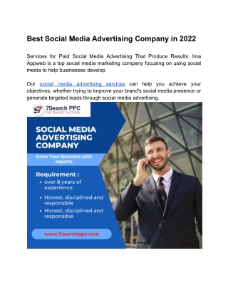 Best Social Media Advertising Company in 2022