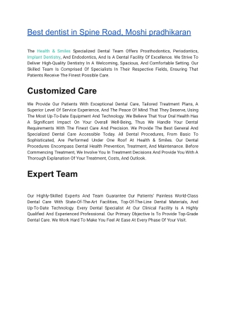 Best dentist in Spine Road, Moshi pradhikaran