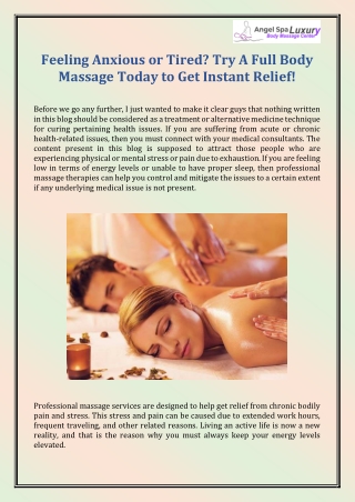 Spa and Massage services in Mumbai