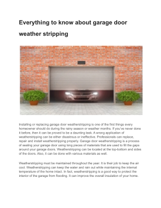 Everything to know about garage door weather stripping