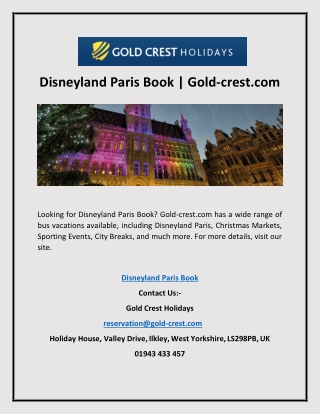 Disneyland Paris Book | Gold-crest.com