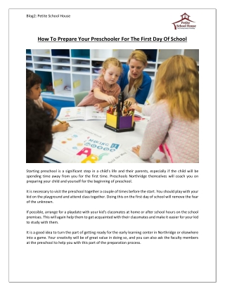 How To Prepare Your Preschooler For The First Day Of School