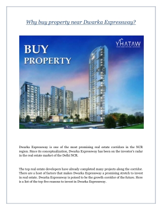 Why Buy Property near Dwarka Expressway?