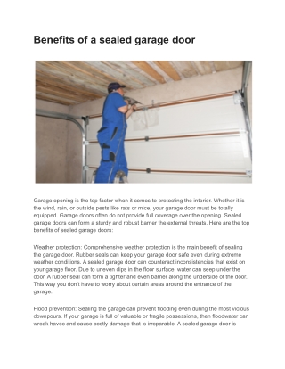 Benefits of a sealed garage door