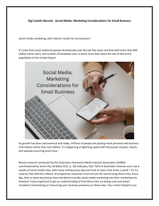 Gigi Catalin Neculai - Marketing Considerations for Small Business