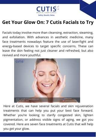 Get Your Glow On: 7 Cutis Facials to Try